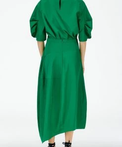 Tibi Just In Italian Sporty Nylon Asymmetrical Balloon Skirt Regular In Green