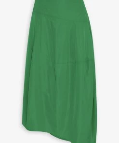 Tibi Just In Italian Sporty Nylon Asymmetrical Balloon Skirt Regular In Green
