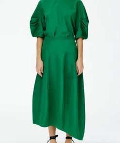 Tibi Just In Italian Sporty Nylon Asymmetrical Balloon Skirt Regular In Green