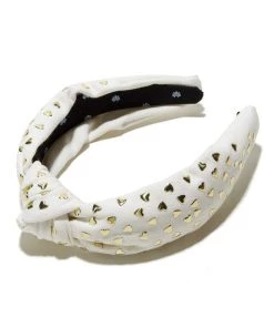 Lele Sadoughi Ivory Woven Hearts Studded Headband