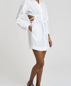 Derek Lam 10 Crosby Jayce Cut-Out Shirt Dress In White Just In