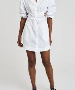 Derek Lam 10 Crosby Jayce Cut-Out Shirt Dress In White Just In