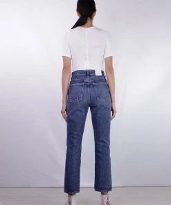 Enza Costa Silk Rib Cropped Half Sleeve Crew In White