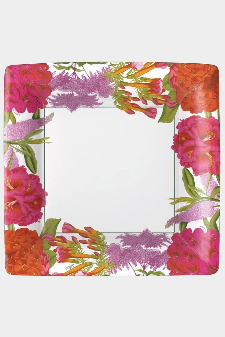 Caspari Jefferson's Garden Study Square Paper Dinner Plates In White 1 Caspari Jefferson's Garden Study Square Paper Dinner Plates In White