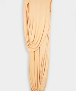 Jonathan Simkhai Just In Roxi Draped Jersey Dress In Rattan