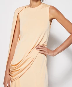 Jonathan Simkhai Just In Roxi Draped Jersey Dress In Rattan