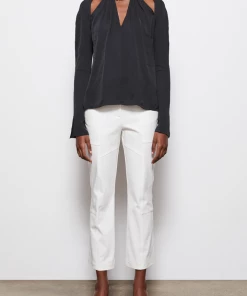 Jonathan Simkhai Krishna Cut Out Textured Crepe Cutout Top In Black