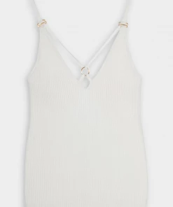 Jonathan Simkhai Tatiana Compact Rib V-Neck Strap Tank Top In White