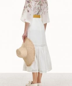 Zimmermann Jude Buttoned Billow Blouse In Mini Pink Floral Just In