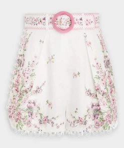 Zimmermann Just In Jude Buttoned Tuck Short In Mini Pink Floral