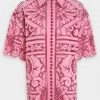 Zimmermann Just In Jude Embroidered Shirt In Pink Burgundy