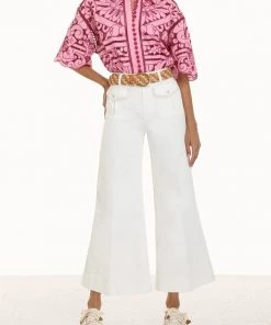 Zimmermann Just In Jude Embroidered Shirt In Pink Burgundy