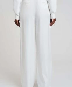 Derek Lam 10 Crosby Jude High-Waist Double Belt Wide Leg Pants In Ivory