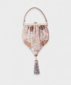 Olivia Vintage Judith Leiber Beige Satin Beaded Mini Handbag