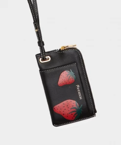 JW Anderson Just In Zip-Up Cardholder With Strap In Black And Red