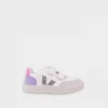 Veja Just In V-12 Chromefree Leather In White Multico Lavande For Kids
