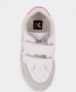 Veja Just In V-12 Chromefree Leather In White Multico Lavande For Kids