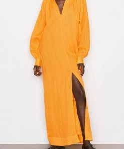 FRAME Kaftan Maxi Dress In Kumquat Just In