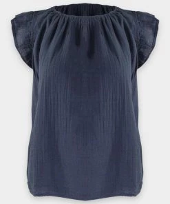 Velvet Kaia Short Sleeve Top In Shadow