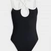 Jonathan Simkhai Kimika Solid Teardrop Cutout Swimsuit In Black Just In