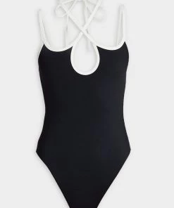 Jonathan Simkhai Kimika Solid Teardrop Cutout Swimsuit In Black Just In