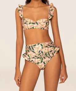 Agua By Agua Bendita Just In Kiwi Dos Gardenias Rosa Bikini Top