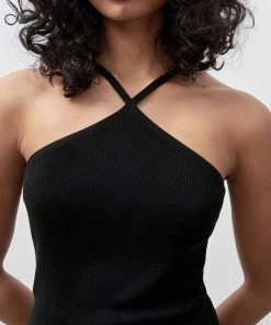 ST. AGNI Knit Halter Top In Black Just In