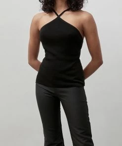 ST. AGNI Knit Halter Top In Black Just In