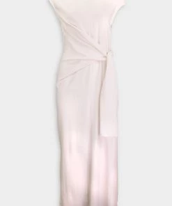 GOEN.J Knotted Detail Cotton Jersey Midi Dress In Ivory Just In