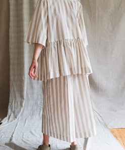 Lara Krude Just In Neta Shirt In Light Brown Bold Stripes