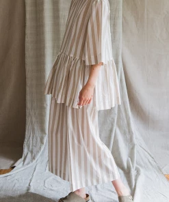 Lara Krude Just In Neta Shirt In Light Brown Bold Stripes