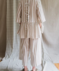 Lara Krude Just In Neta Shirt In Light Brown Bold Stripes