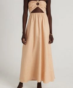 FAITHFULL THE BRAND Just In La Costa Maxi Dress In Plain Warm Sand