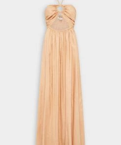 FAITHFULL THE BRAND Just In La Costa Maxi Dress In Plain Warm Sand