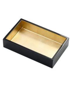 Caspari Lacquer Guest Towel Napkin Holder In Black And Gold Just In
