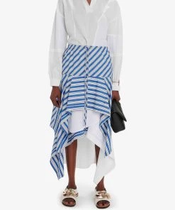JW Anderson Layered Asymmetric Midi Skirt In Blue Just In