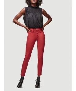 FRAME Just In Le High Skinny Coated Hunter Red