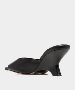 Gia Borghini Leather 70mm Mule In Black
