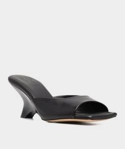 Gia Borghini Leather 70mm Mule In Black