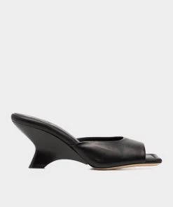 Gia Borghini Leather 70mm Mule In Black