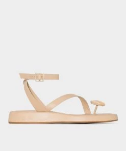 Gia Borghini Just In Leather Peg-Toe Flat Sandals In Taupe