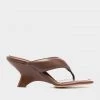 Gia Borghini Leather Puffy Thong Mule In Coffee Brown Just In