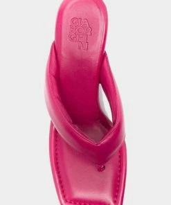 Gia Borghini Leather Puffy Thong Mule In Orchid Pink
