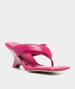 Gia Borghini Leather Puffy Thong Mule In Orchid Pink