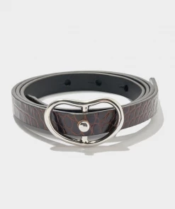 Lizzie Fortunato Skinny Georgia Belt In Chocolate Croc