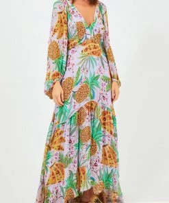 FARM Rio Lilac Mixed Fruits Maxi Dress In Multi Featured Designers