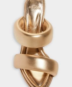 Alexandre Birman Lilla 85 Metallic Leather Sandal In Marrone