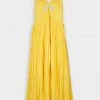 Jonathan Simkhai Just In Lina Crinkle Teardrop Cut-Out Maxi Dress In Daffodil