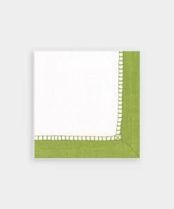 Caspari Linen Border Paper Cocktail Napkins In Green Just In