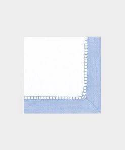 Caspari Linen Border Paper Cocktail Napkins In Light Blue